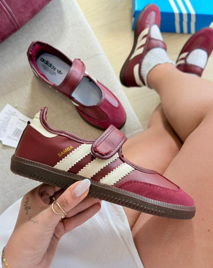 Sapatilha Adidas Samba Mary Jane Flat Bordô Premium
