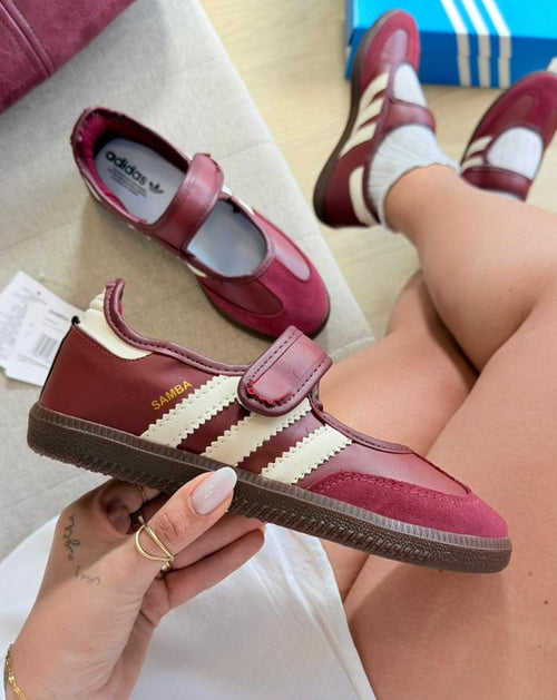Sapatilha Adidas Samba Mary Jane Flat Bordô Premium