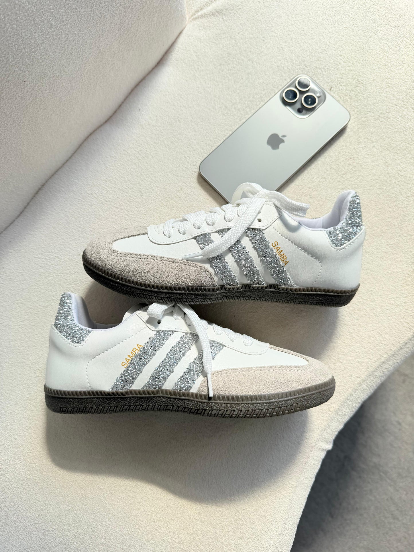 Tênis Adidas Samba OG Branco Branco Brilho