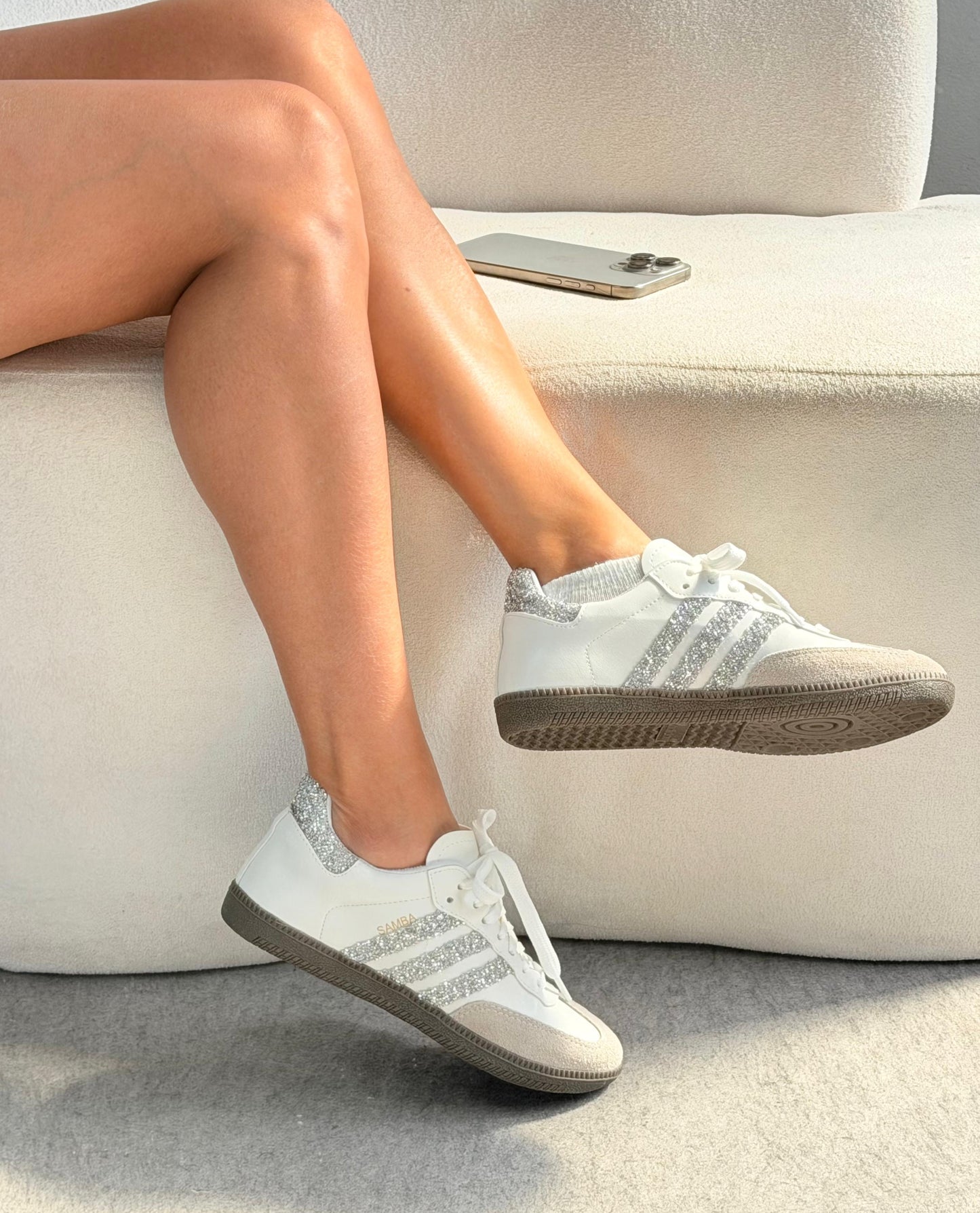 Tênis Adidas Samba OG Branco Branco Brilho