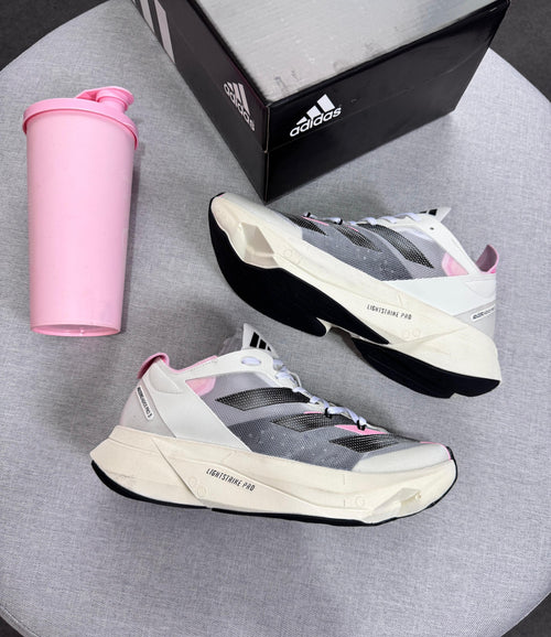 Tênis Adidas Adizero Adios Pro 3 Branco e Rosa Prime