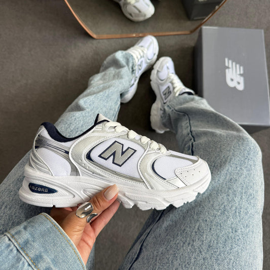 Tênis New Balance 530 Branco e Marinho Premium