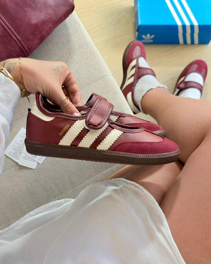 Sapatilha Adidas Samba Mary Jane Flat Bordô Premium