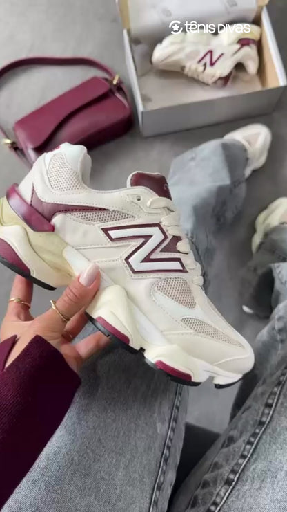 Tênis New Balance 9060 Sea Salt Vanilla Bordo Couro Legítimo
