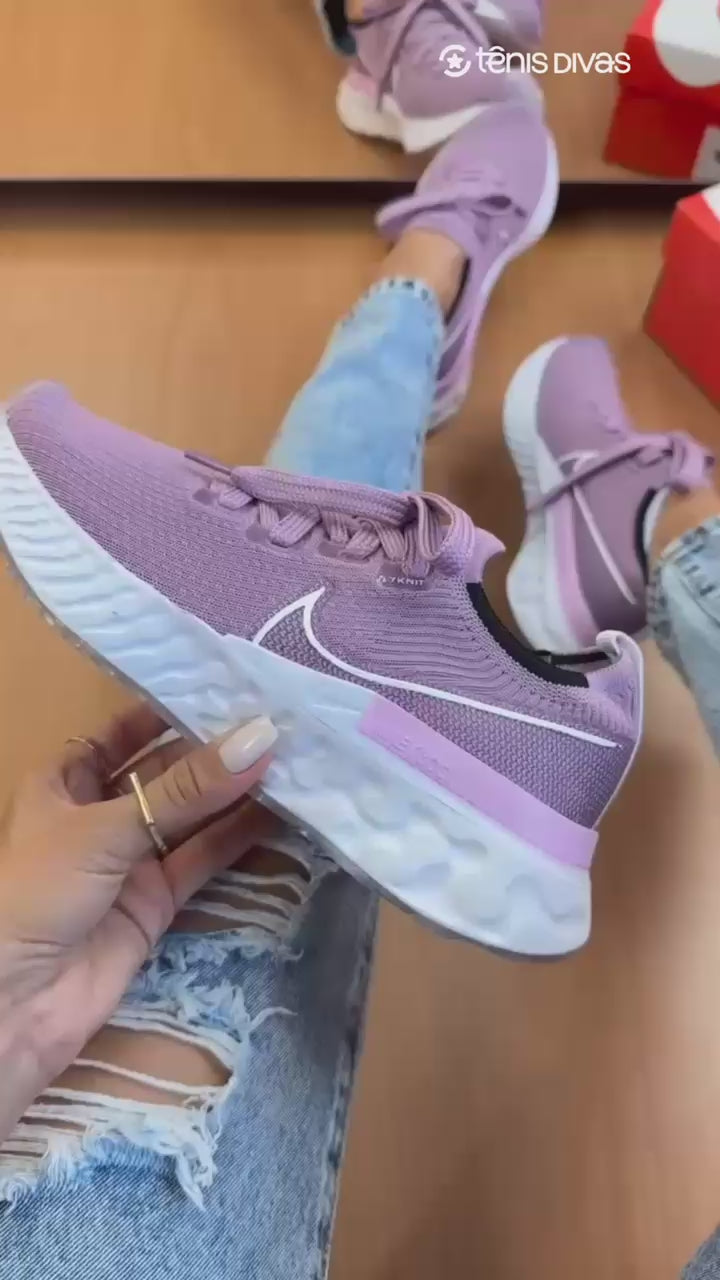 Nike Infinity React Flyknit Lilás Prime (Feminino) – 34 ao 39 | Forma normal | R$ 399,00 | Tênis Divas