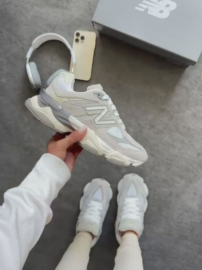 Tênis New Balance 9060 Sea Salt Cinza Prime Couro Legítimo
