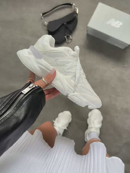 Tênis New Balance 9060 Sea Salt All White Premium Couro Legítimo