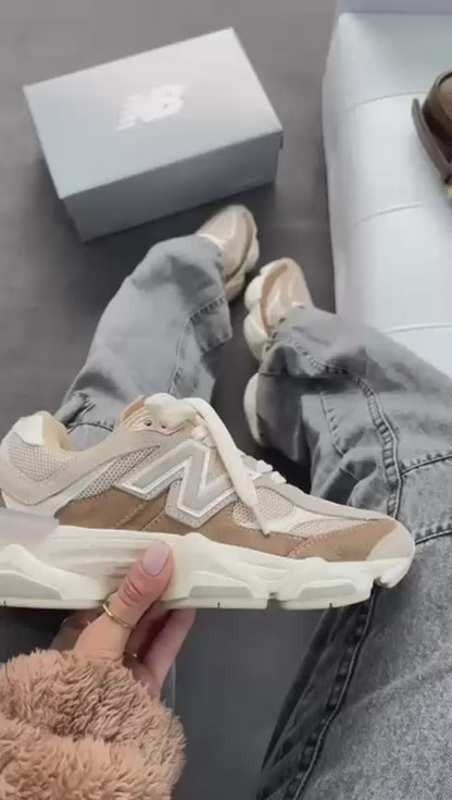 Tênis New Balance 9060 Sea Salt Cream Bege Couro Legítimo